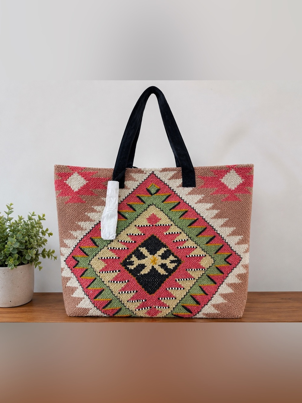 NWOT Love Stitch Southwestern Tote Bag Boho Aztec  Tassel Wrapped